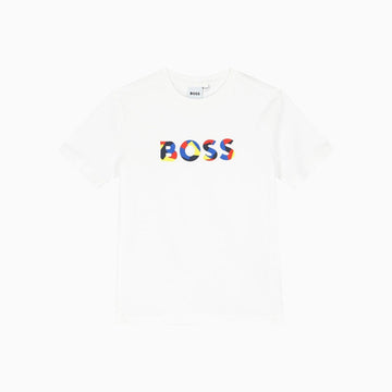 Hugo Boss Kid's Jersey T Shirt - Color: White - Kids Premium Clothing -