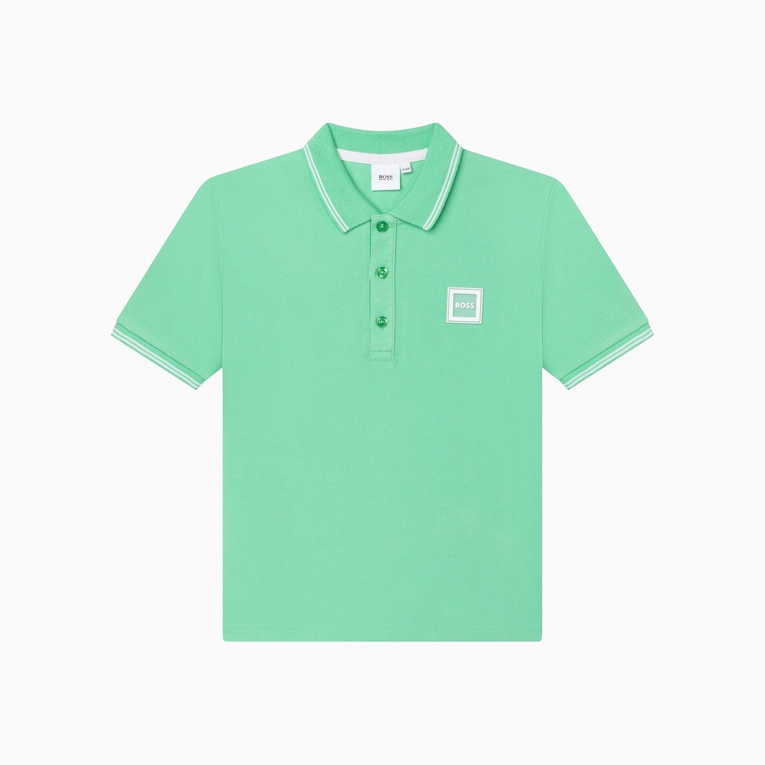 Hugo Boss Kid's Pique Polo T Shirt - Color: Green - Kids Premium Clothing -