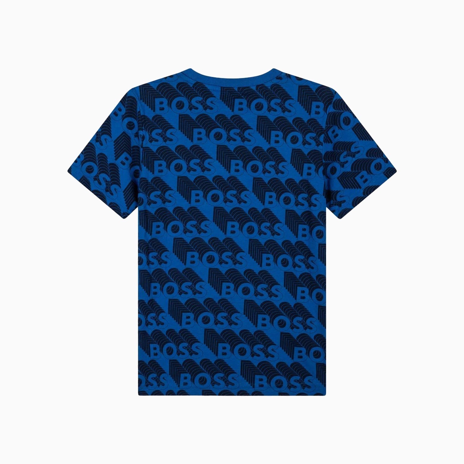 Hugo Boss Kid's Jersey T Shirt - Color: Electric Blue, White Blue - Kids Premium Clothing -