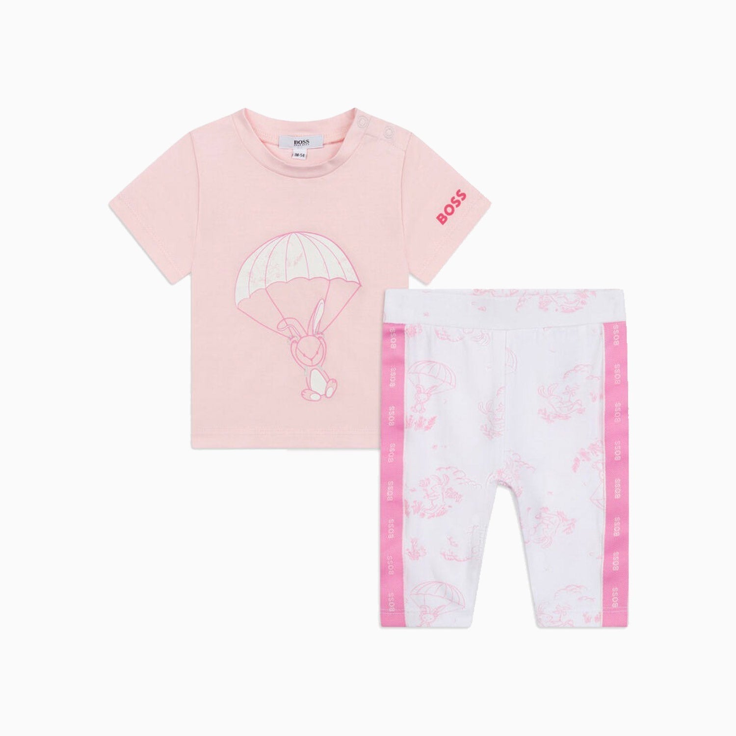 Hugo Boss Kid's T Shirt And Leggings Outfit - Color: Pink Pale - Kids Premium Clothing -