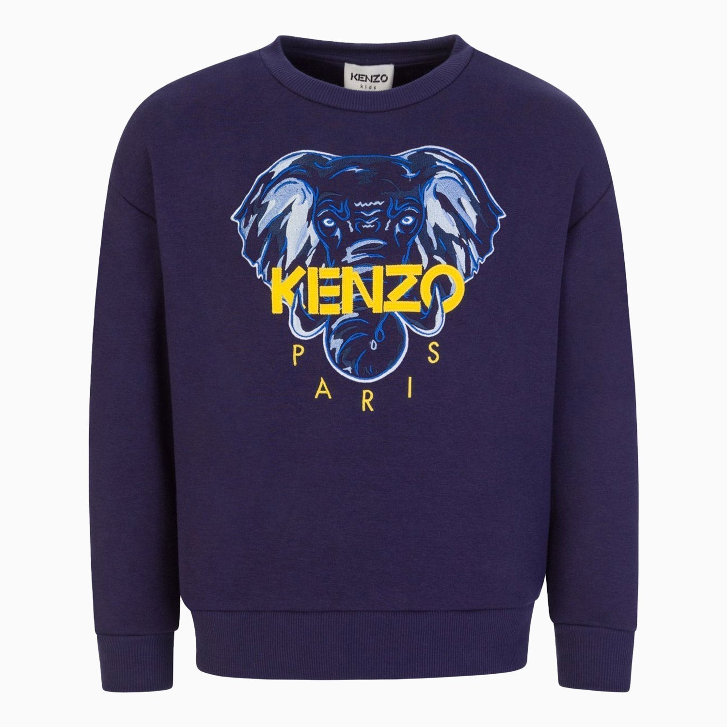 Kenzo Kid's Elephant Logo Crew Neck Full Sleeve Sweatshirt - Color: Electric Blue - Kids Premium Clothing -
