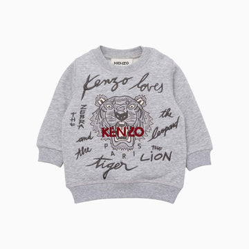 Kenzo Kid's Logo Crew Neck Sweatshirt - Color: Grey Marl - Kids Premium Clothing -