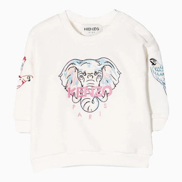 Kenzo Kid's Sweat In Non Brushed Fleece Toddlers - Color: Off White - Kids Premium Clothing -