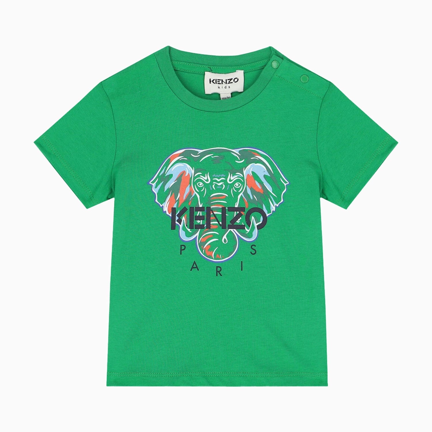 Kenzo Kid's Elephant Short Sleeves T Shirt - Color: Green - Kids Premium Clothing -