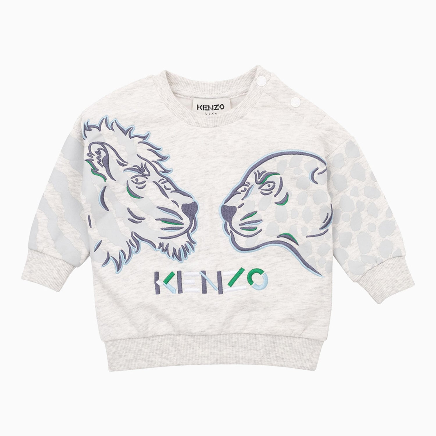 Kenzo Kid's Tiger And Friends Sweatshirt - Color: Grey Marl - Kids Premium Clothing -
