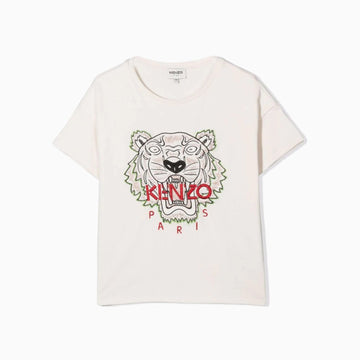 Kenzo Kids Embriodered Logo T Shirt - Color: Off White - Kids Premium Clothing -