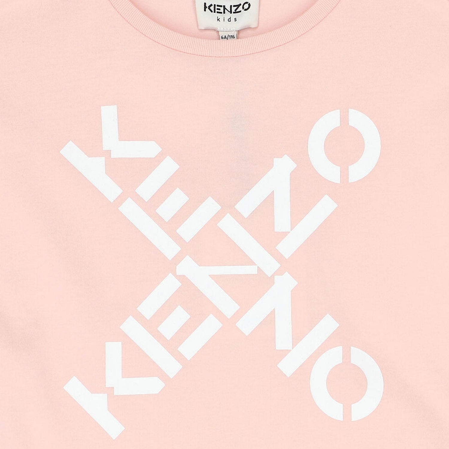 Kenzo Kid's Cross Logo Short Sleeves T Shirt - Color: Pink - Kids Premium Clothing -