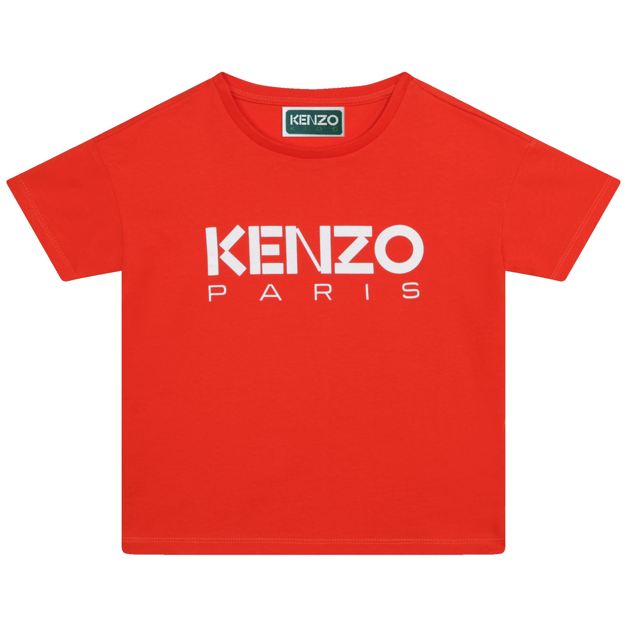 Kenzo Kid's Big Logo Short Sleeves T Shirt - Color: Poppy - Kids Premium Clothing -