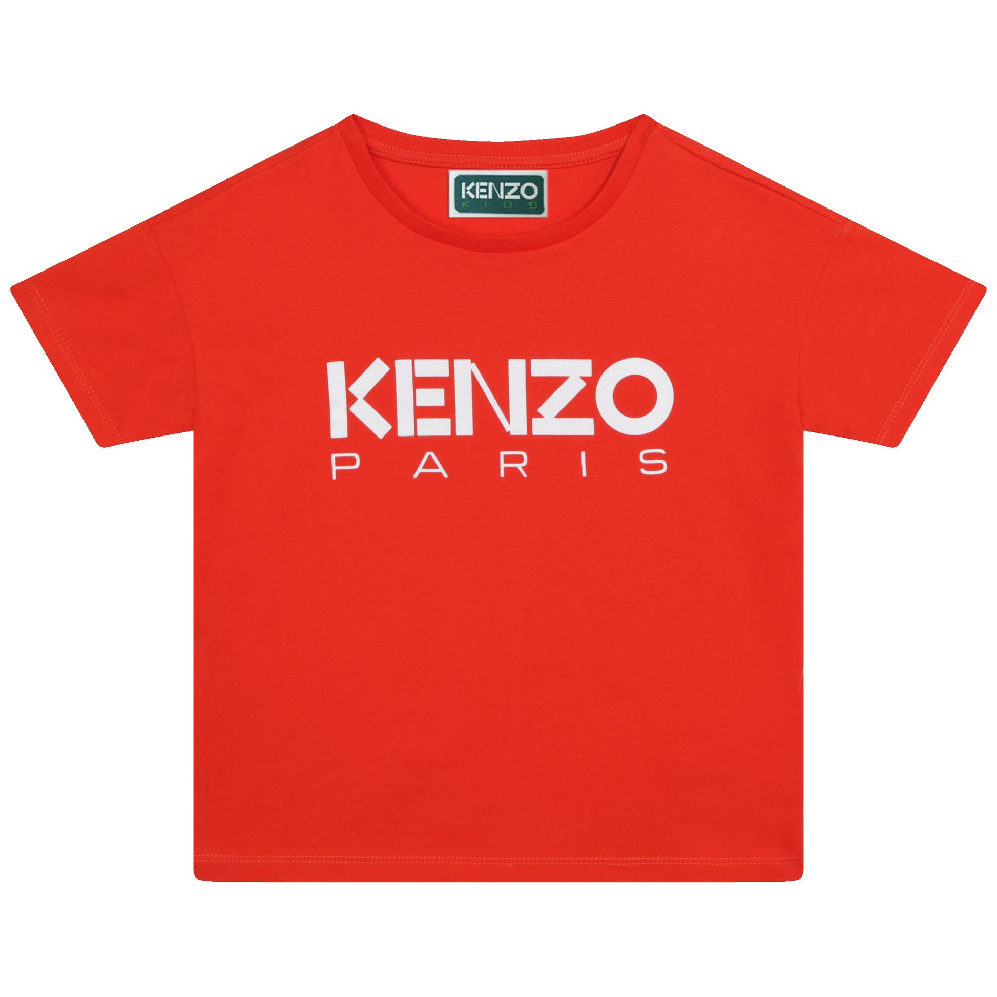 Kenzo Kid's Big Logo Short Sleeves T Shirt - Color: Poppy - Kids Premium Clothing -