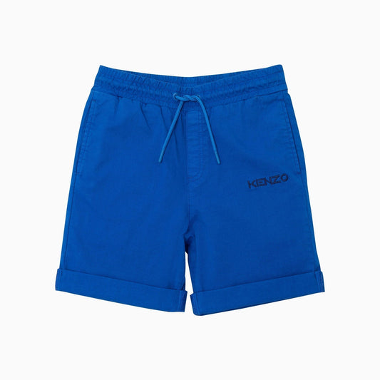 Kenzo Kid's Logo Print Jogging Shorts - Color: Blue - Kids Premium Clothing -