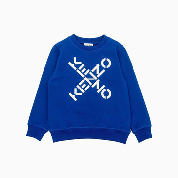 Kenzo Kid's Cross Logo Long Sleeve Sweatshirt - Color: Blue - Kids Premium Clothing -