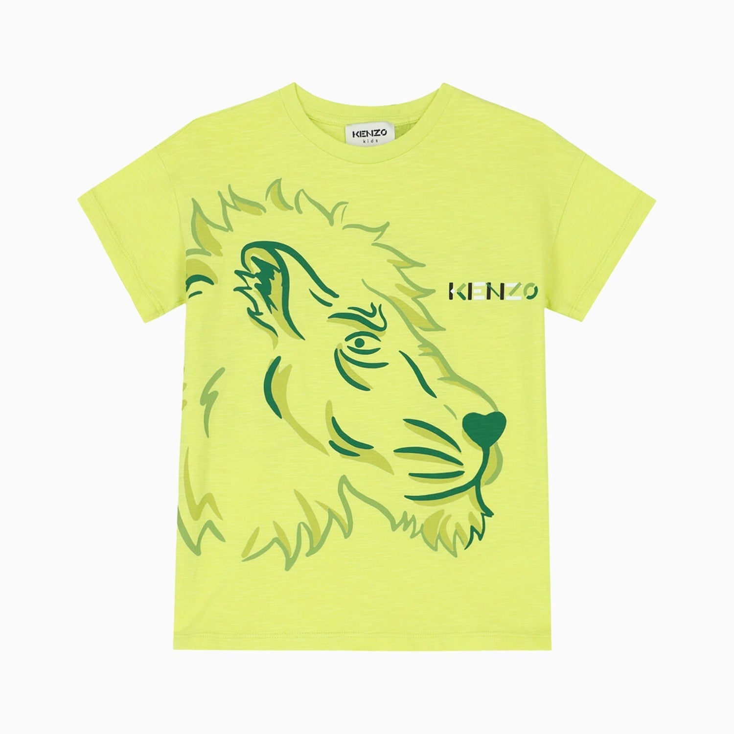 Kenzo Kid's Tiger Logo Short Sleeves T Shirt - Color: Lemon - Kids Premium Clothing -
