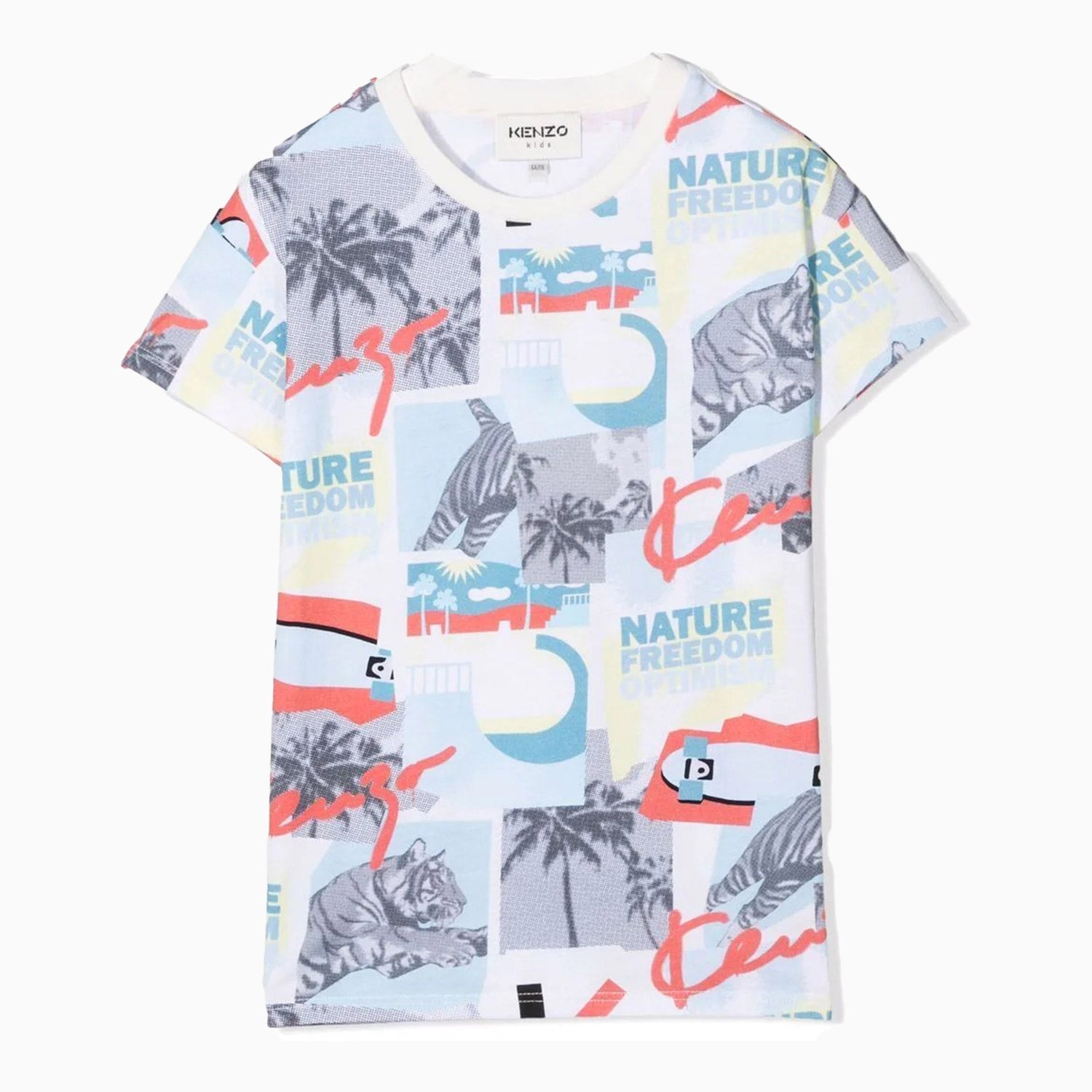 Kenzo Kid's Freedom Graphic T Shirt - Color: Off White - Kids Premium Clothing -