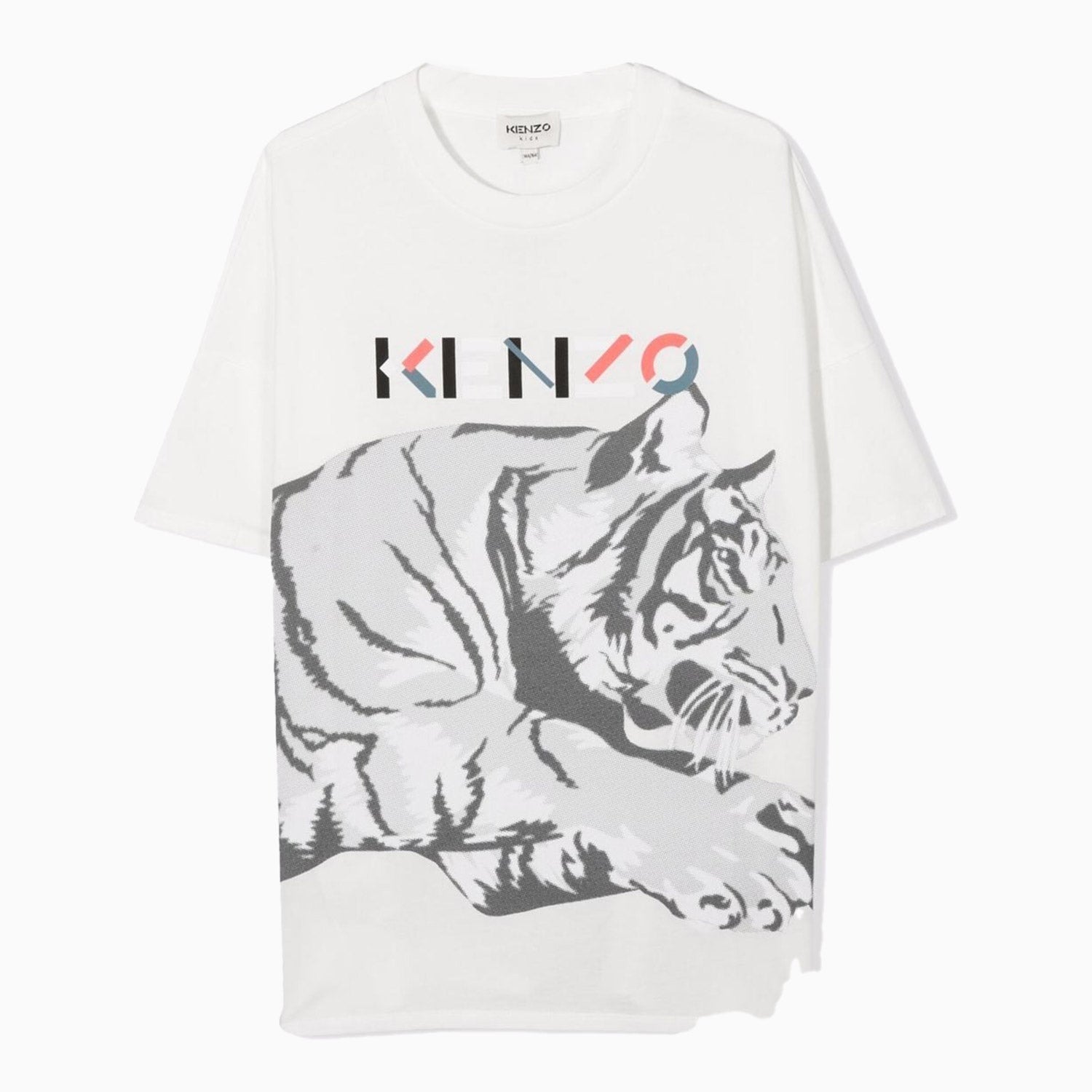 Kenzo Kid's Tiger Print T Shirt - Color: Off White - Kids Premium Clothing -
