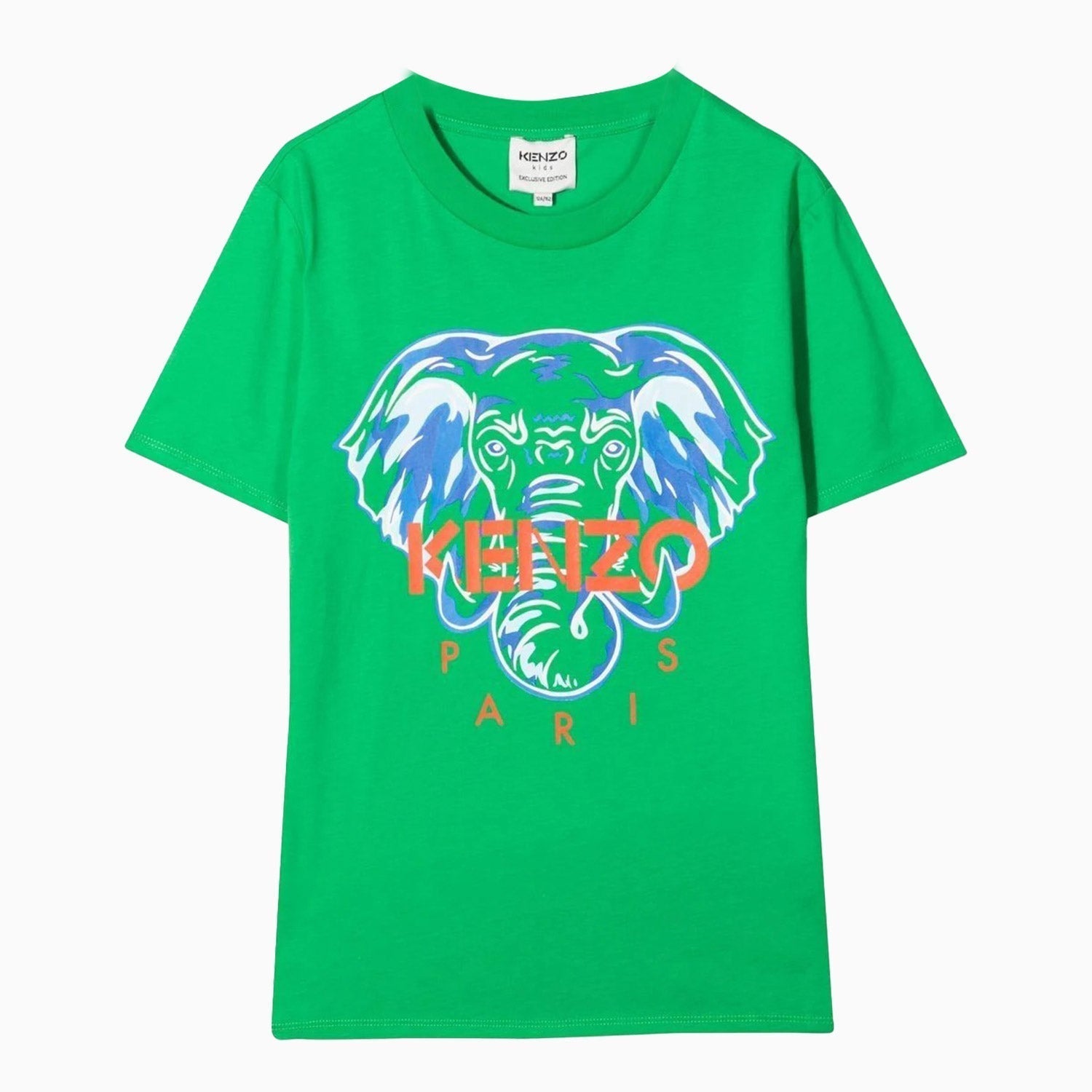 Kenzo Kid's Tiger Short Sleeves T Shirt - Color: Lime - Kids Premium Clothing -