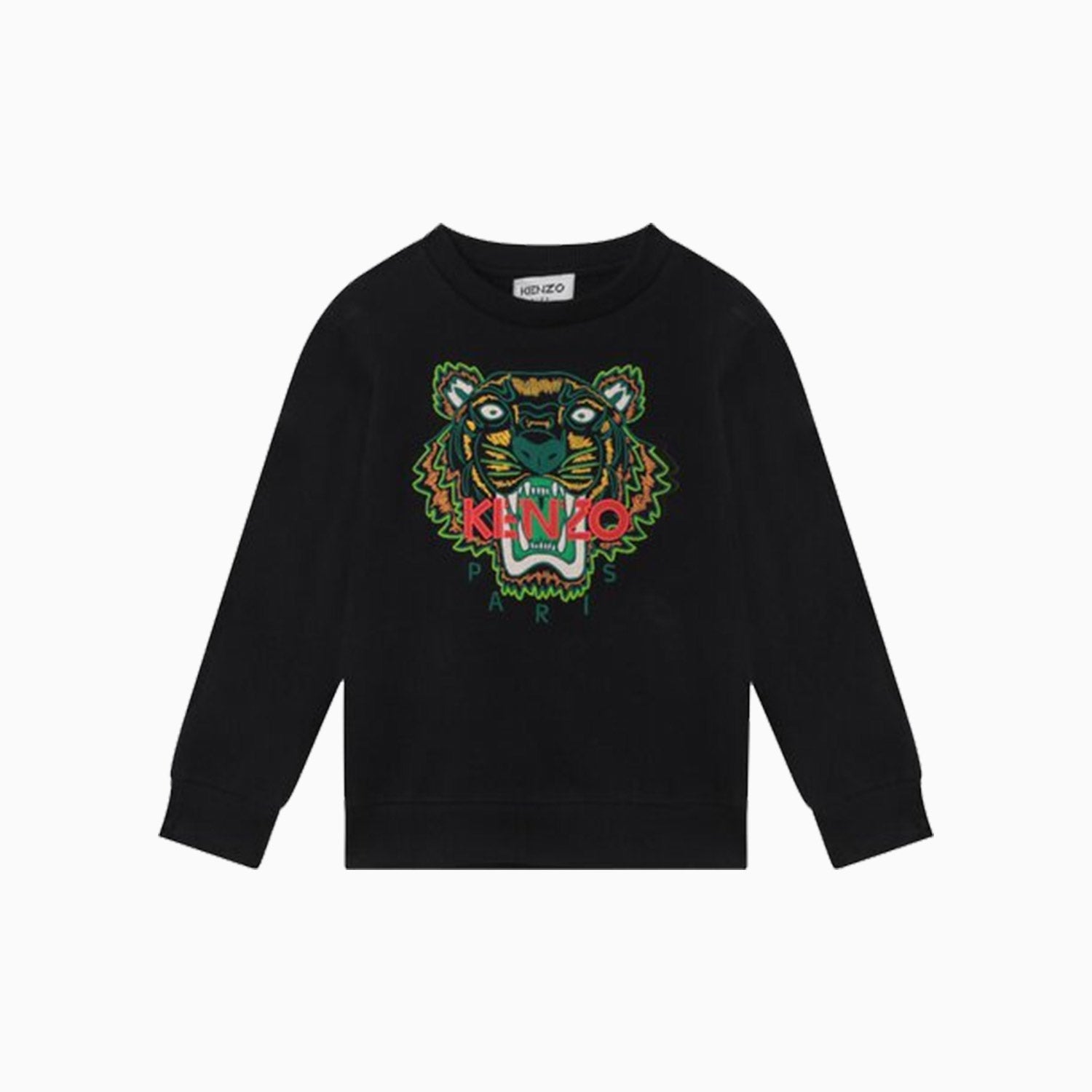 Kenzo Kid's Tiger Long Sleeves Sweatshirt - Color: Black - Kids Premium Clothing -