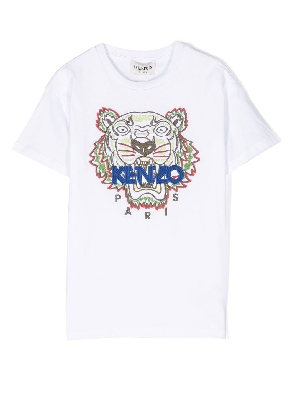 Kenzo Kid's Tiger Tee Short Sleeves T Shirt - Color: White - Kids Premium Clothing -