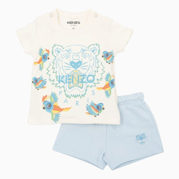 Kenzo Kid's T Shirt And Short Outfit - Color: Pale Blue - Kids Premium Clothing -