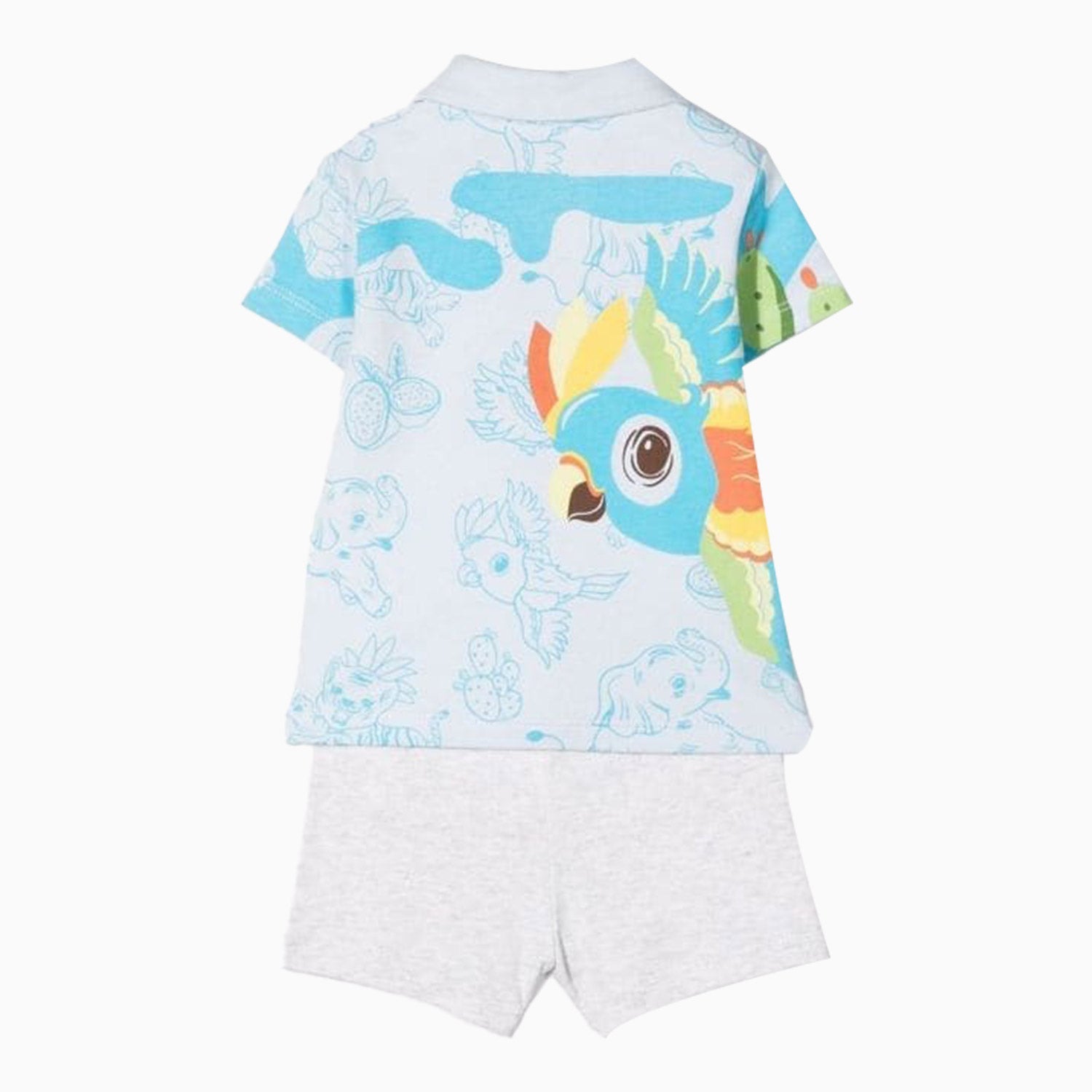 Kenzo Kid's Polo Shirt And Short Outfit - Color: Pale Blue - Kids Premium Clothing -