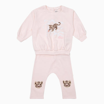 Kenzo Kid's Long Sleeves Sweatshirt And Pants Outfit - Color: Pale Pink - Kids Premium Clothing -