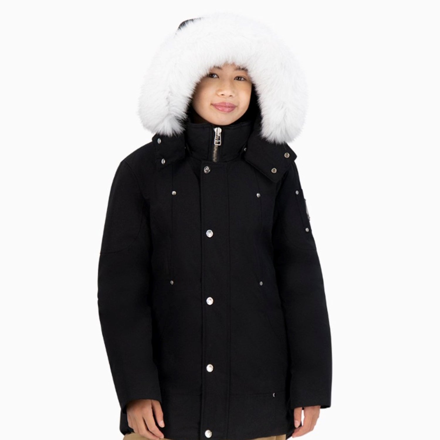MOOSE KNUCKLES | Kid's Parka Puffer Jacket - Color: Black / Fur - Kids Premium Clothing -