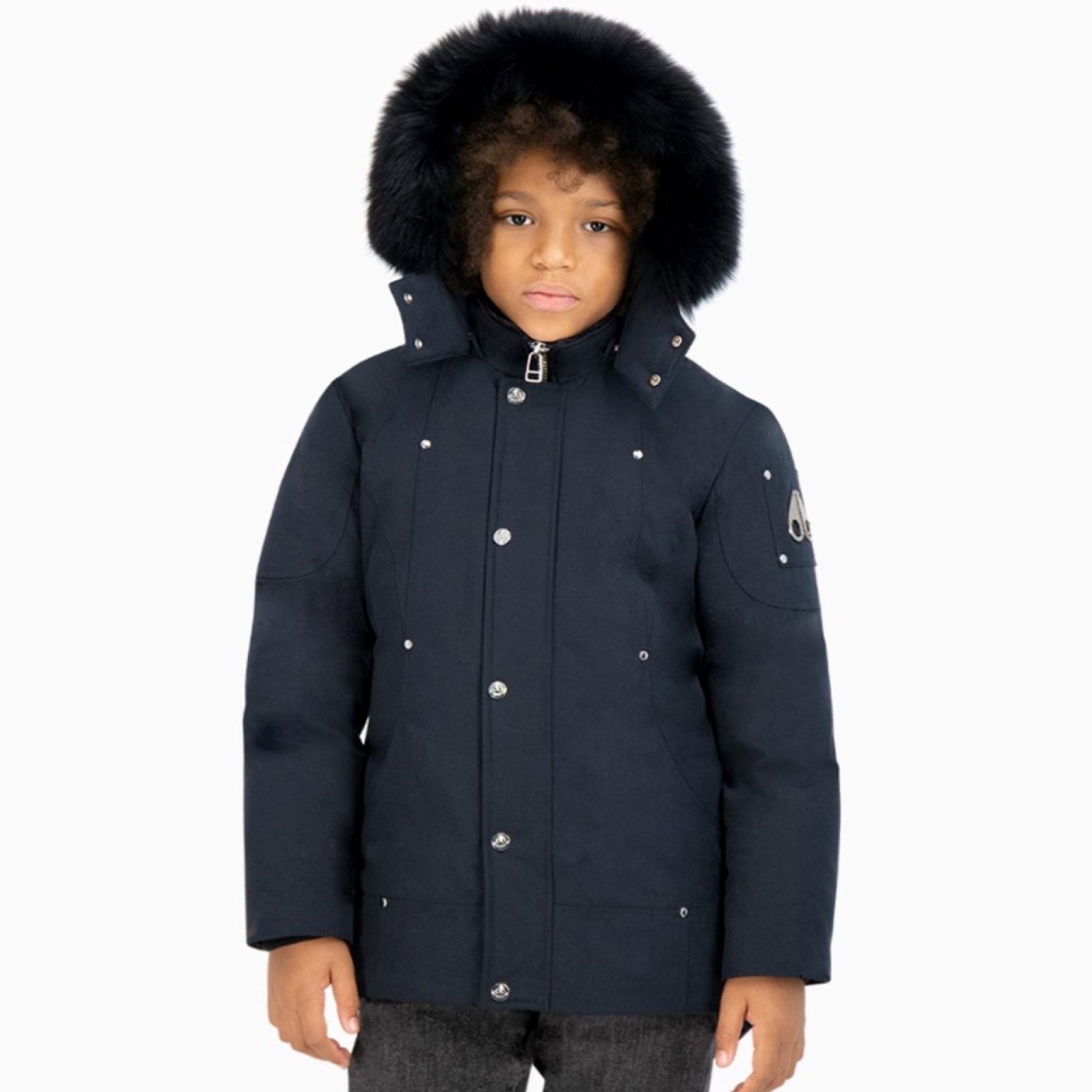 MOOSE KNUCKLES | Kid's Parka Puffer Jacket - Color: Navy/Black Fox Fur - Kids Premium Clothing -