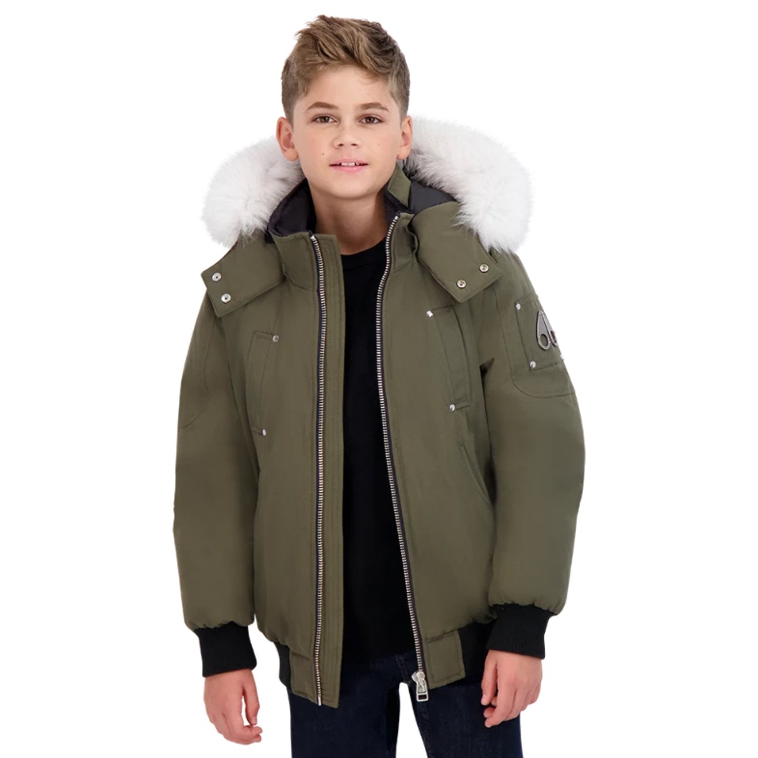 MOOSE KNUCKLES Kid's Bomber Jacket - Color: Army Natural - Kids Premium Clothing -