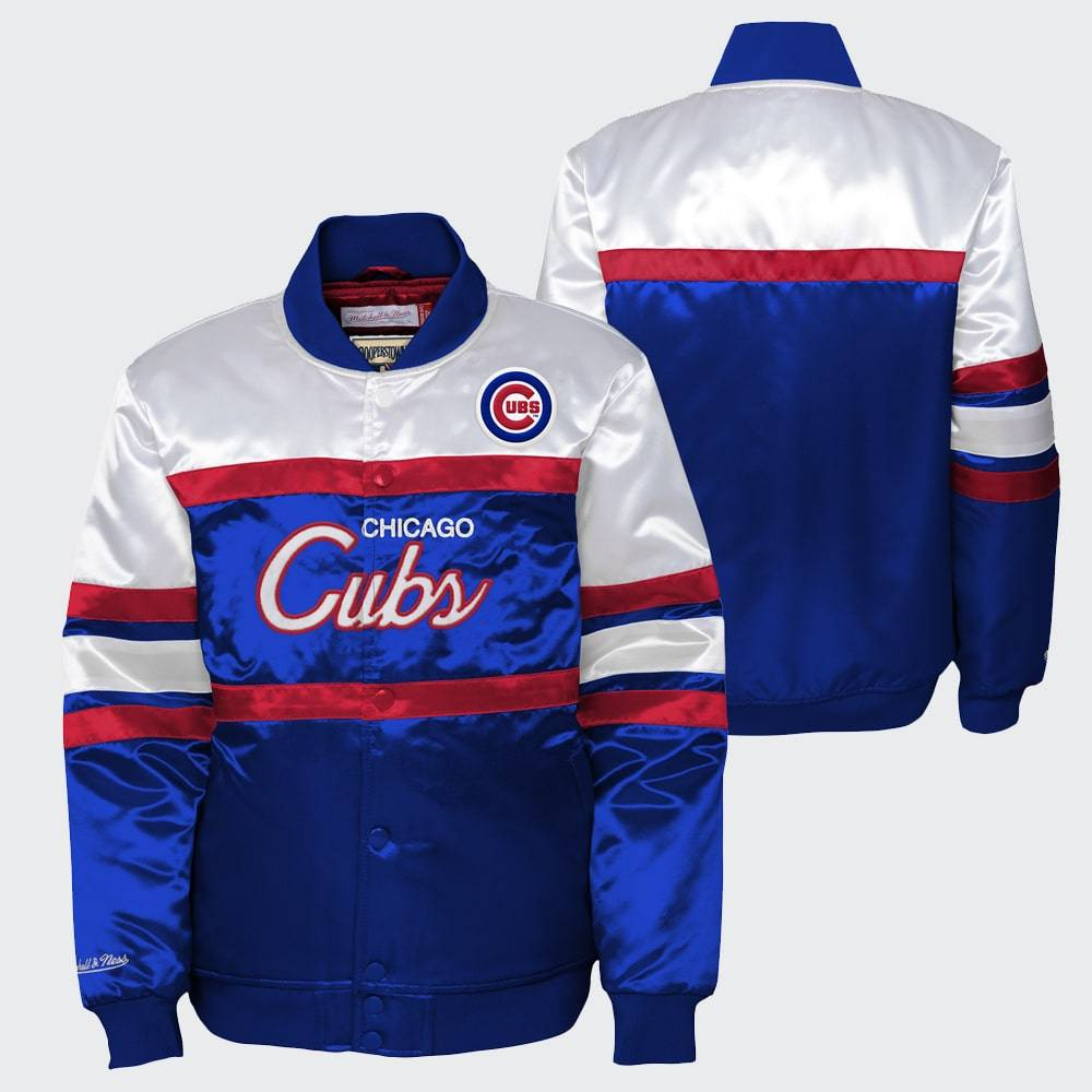 Mitchell & Ness Kid's Heavy Weight Satin MLB Jacket - Color: Red Blue Silver - Kids Premium Clothing -