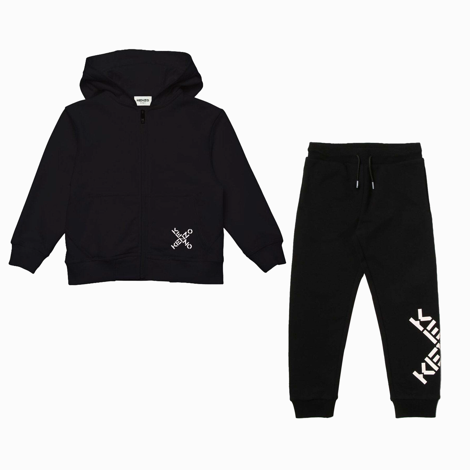 Kenzo Kid's Logo Cardigan Outfit - Color: Big Kid's Dark Grey, Small Kid's Dark Grey - Kids Premium Clothing -