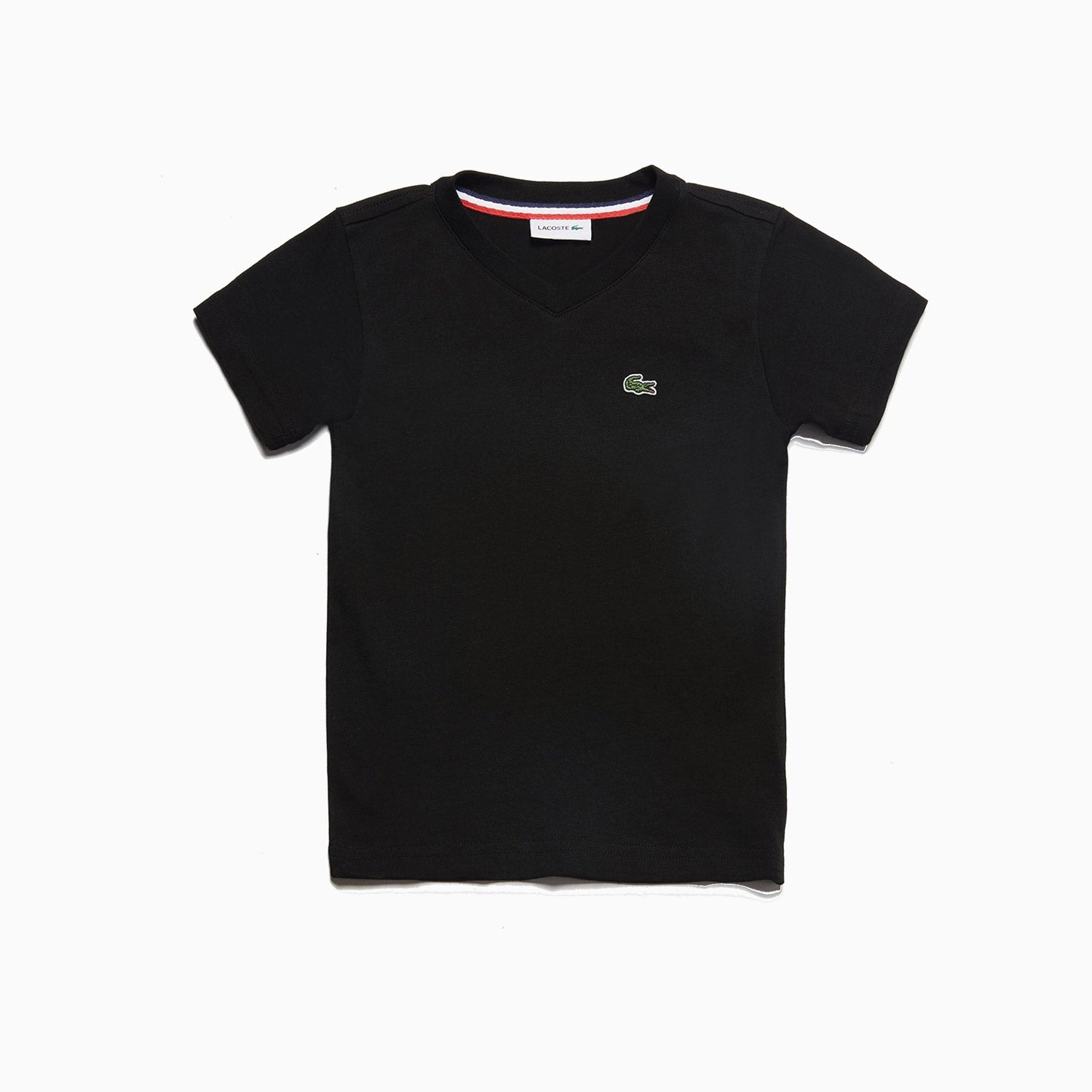 Lacoste | Kid's Cotton V Neck T Shirt - Color: BLACK - Kids Premium Clothing -