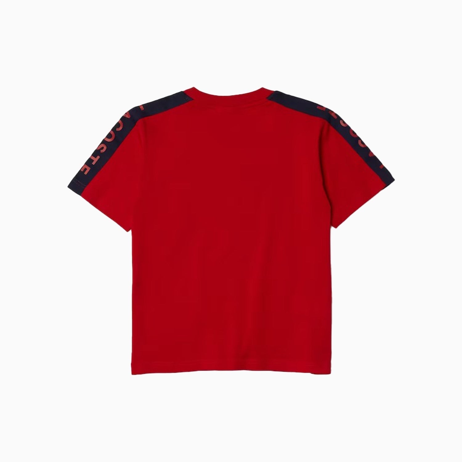 Lacoste Kid's Crew Neck Lettered Bands T Shirt - Color: Infra Red Navy Blue - Kids Premium Clothing -