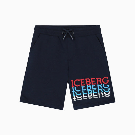 Iceberg Kid's Bermuda In Felpa Shorts - Color: Blue - Kids Premium Clothing -