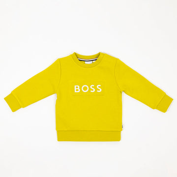 Hugo Boss Kid's Logo Patch Sweatshirt - Color: Lime - Kids Premium Clothing -
