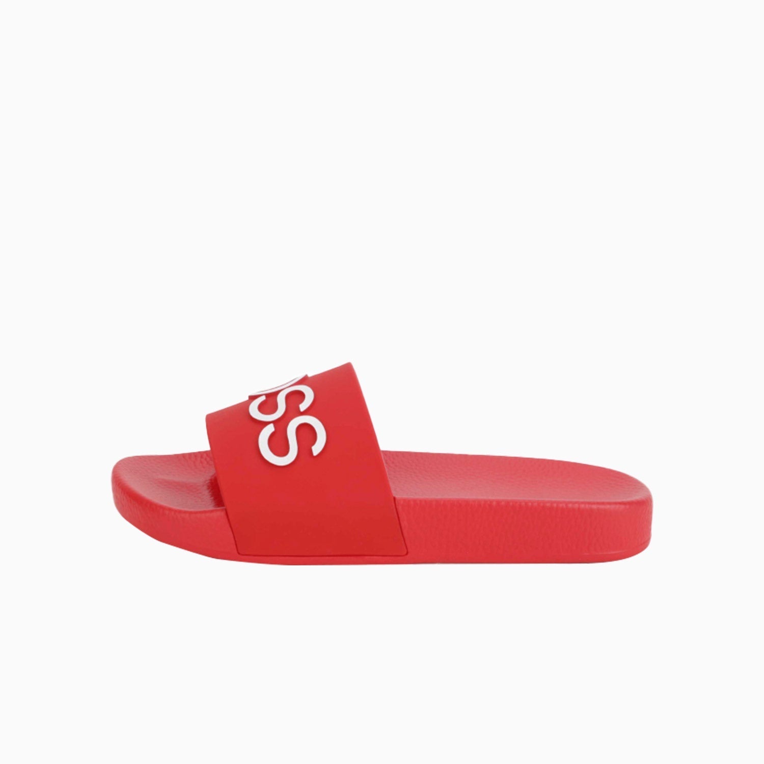 Hugo Boss Kid's Mini Me Embossed Logo Sliders - Color: Bright Red - Kids Premium Clothing -