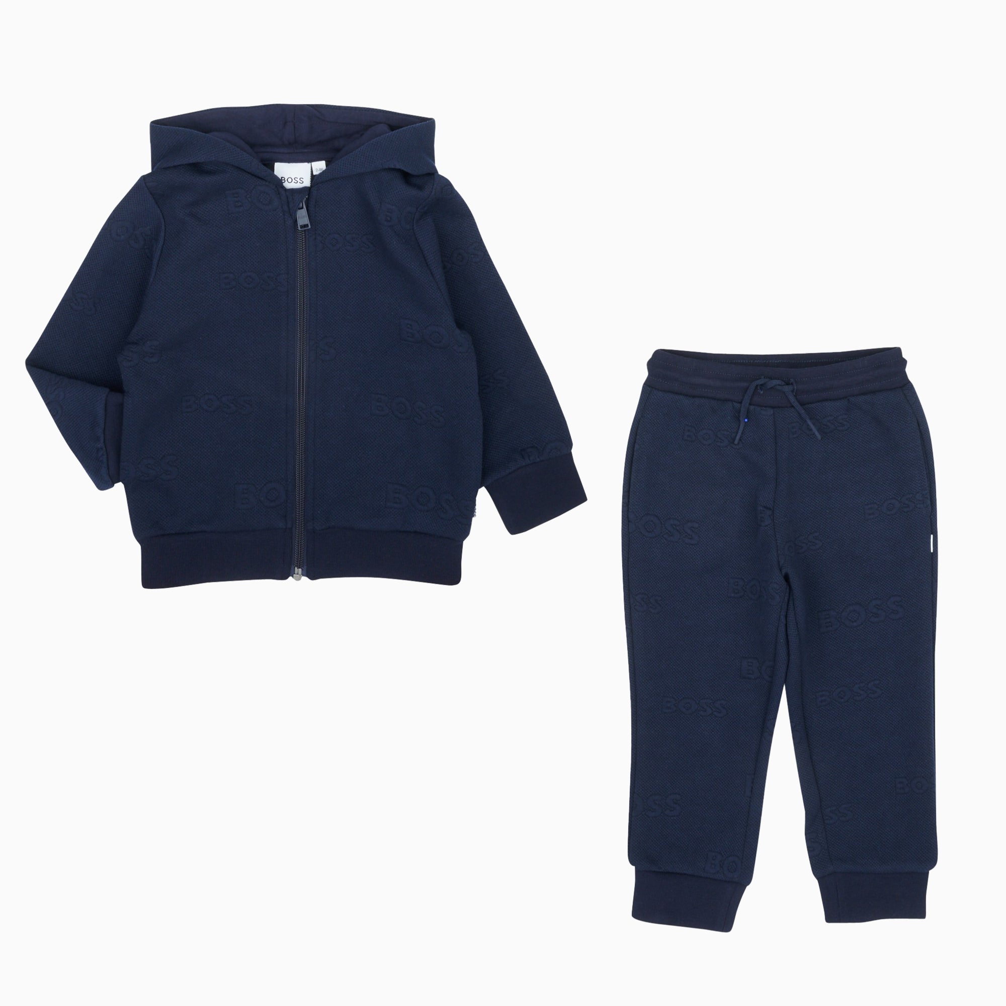 Hugo Boss Kid's Raised Logo Track Suit - Color: Navy - Kids Premium Clothing -