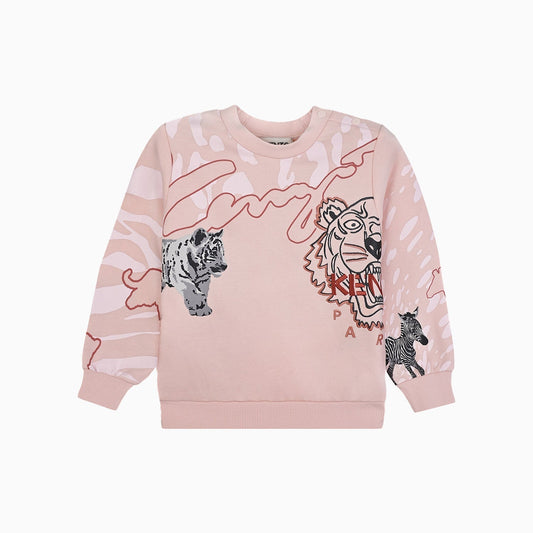 Kid's Tiger Print Crew Neck Sweatshirt